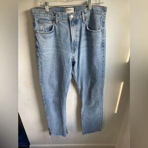 Agolde Jeans Light Wash Slit at Bottom Raw Hem Women’s size 30 -J